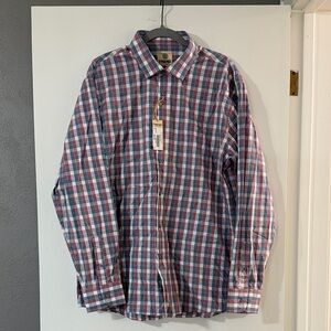 Trend Men’s Blue & Red Plaid Cotton Button-Down Shirt